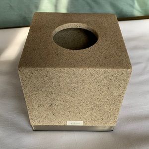 Faux stone look tissue box cover.